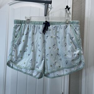 Life is Good Sleep Shorts Womens XL Light Green Tennis Lounge Pajama Sleepwear